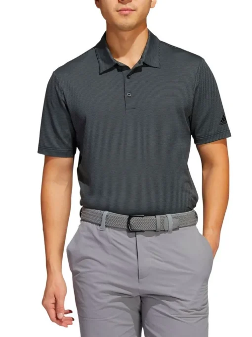 Adidas Ottoman Stripe Polo Shirt - Black/Grey Six