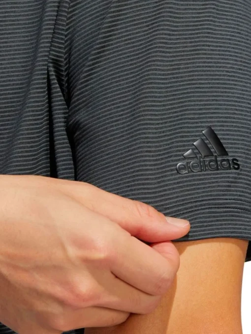 Adidas Ottoman Stripe Polo Shirt - Black/Grey Six