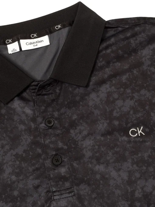 Calvin Klein Tie Dye Print Polo - Black