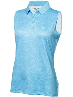 Calvin Klein Women'S Crackle Sleeveless Polo - Heritage Blue/White