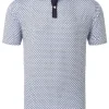 Footjoy Lisle Circle Print Golf Shirt (Athletic Fit) - Navy/True Blue/Almond