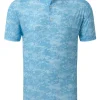 Footjoy Lisle Cloud Camo Golf Shirt (Athletic Fit) - True Blue
