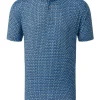 Footjoy Lisle Half Moon Geo Print Golf Shirt (Athletic Fit) - Navy/Blue/Almond