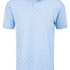 Footjoy Lisle Paisey Print Golf Shirt (Athletic Fit) - Sky/Navy
