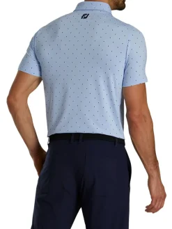 Footjoy Lisle Paisey Print Golf Shirt (Athletic Fit) - Sky/Navy