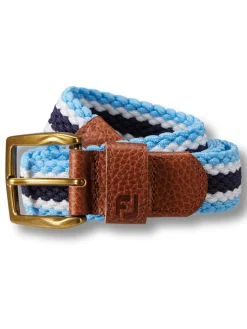 Footjoy Striped Braided Belt - True Blue/Navy/White