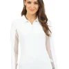 Ibkul Adjustable Long Sleeve Zip Polo - White