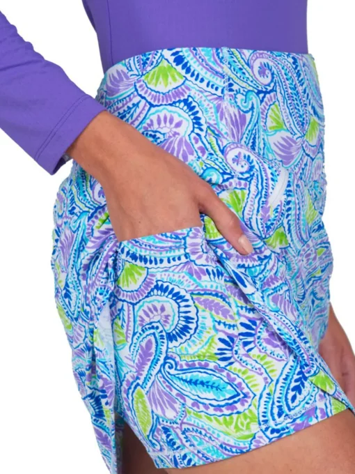 Ibkul Massie Print Straight Skort (17.5") - Plum/Multi