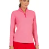 Ibkul Mini Check Long Sleeve Mock Neck Top - Red/White