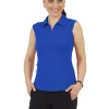 Ibkul Solid Sleeveless Polo - Blue