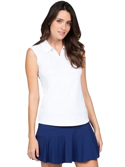 Ibkul Solid Sleeveless Polo - White