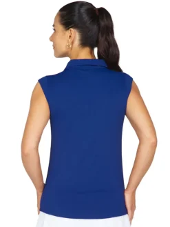 Ibkul Solid Sleeveless Polo - Navy