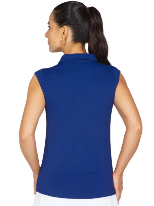 Ibkul Solid Sleeveless Polo - Navy