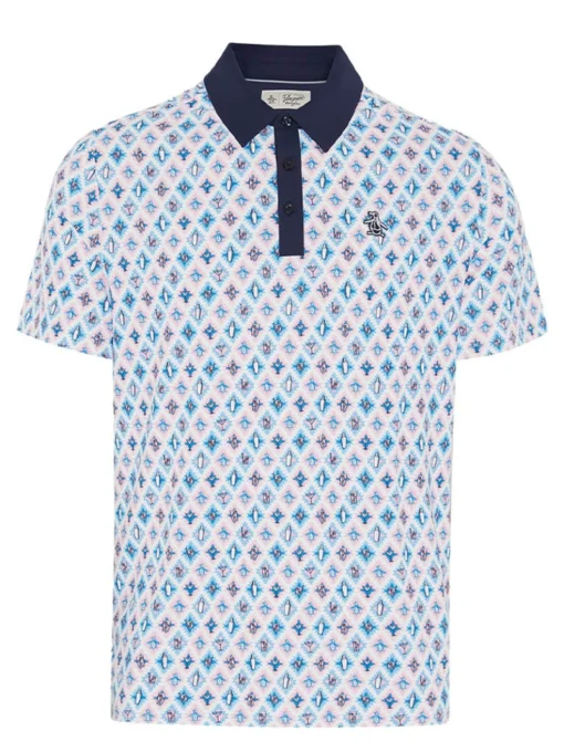 Original Penguin All Over Atomic Cocktail Print Polo - Black Iris
