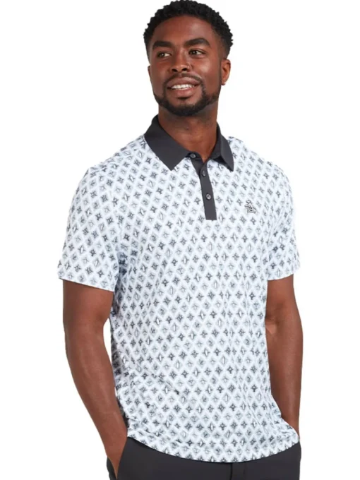 Original Penguin All Over Atomic Cocktail Print Polo - Black Iris