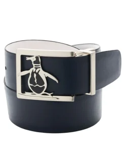 Original Penguin Reversible Leather Golf Belt With Pete Buckle - Caviar