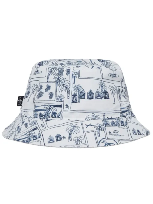 Original Penguin Vacation Pete Reversible Bucket Hat - Bright White