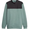 Puma Cloudspun Colourblock Golf 1/4 Zip - Black/Eucalyptus Heather