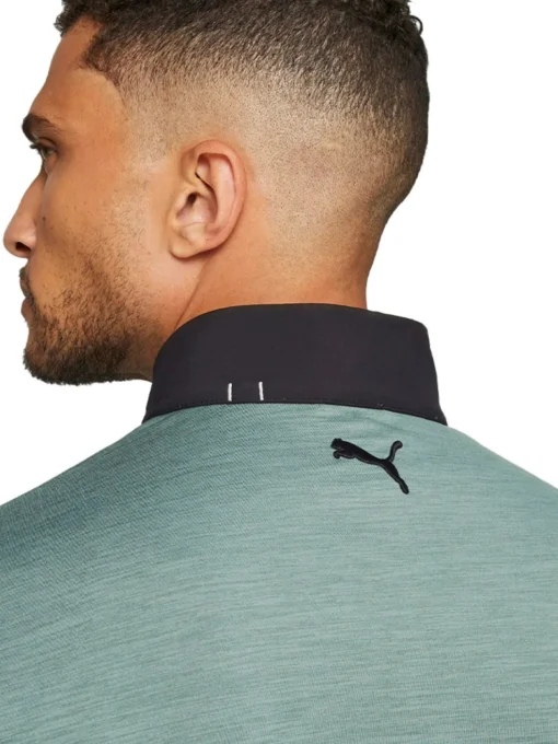 Puma Cloudspun Colourblock Golf 1/4 Zip - Black/Eucalyptus Heather