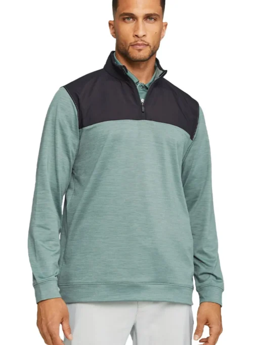 Puma Cloudspun Colourblock Golf 1/4 Zip - Black/Eucalyptus Heather
