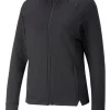 Puma Women'S Cloudspun Heather Full Zip Golf Jacket - Puma Black Heather