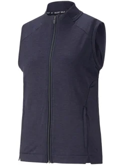 Puma Women'S Cloudspun Heather Full Zip Golf Vest - Navy Blazer Heather