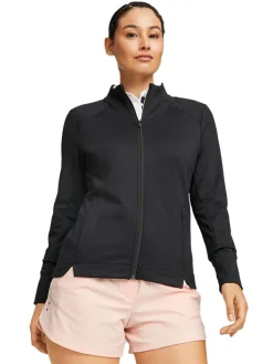 Puma Women'S Cloudspun Heather Full Zip Golf Jacket - Puma Black Heather