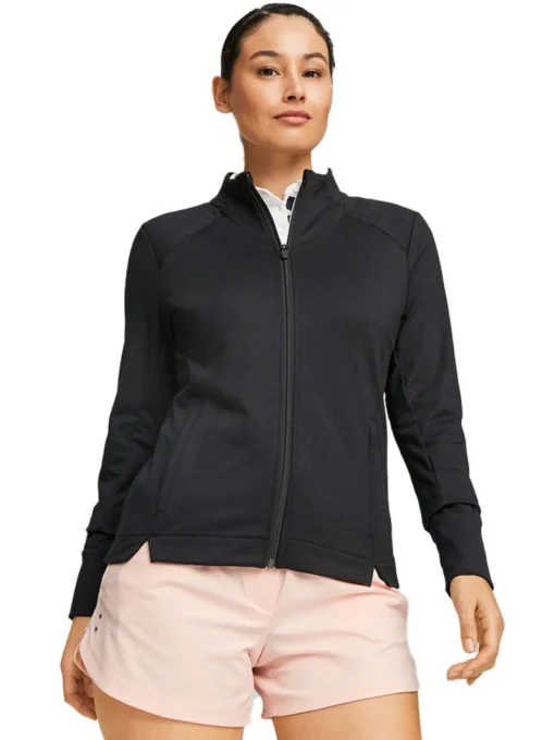 Puma Women'S Cloudspun Heather Full Zip Golf Jacket - Puma Black Heather