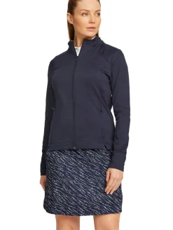 Puma Women'S Cloudspun Heather Full Zip Golf Jacket - Navy Blazer Heather
