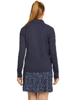 Puma Women'S Cloudspun Heather Full Zip Golf Jacket - Navy Blazer Heather