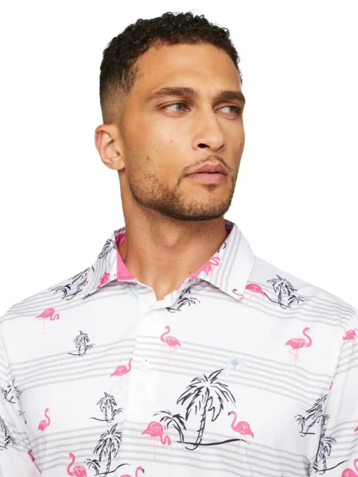 Puma X Palm Tree Crew Print Polo - White Glow/Charming Pink