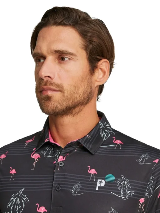 Puma X Palm Tree Crew Print Polo - Puma Black/Charming Pink