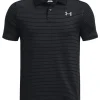 Under Armour Jr Boys Performance Stripe Polo - Black/Grey